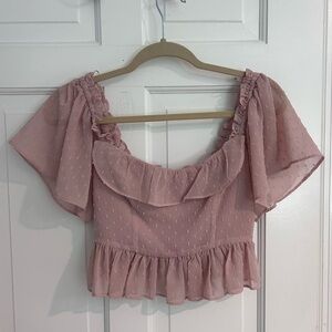Women's Mauve Ruffle Crop Top